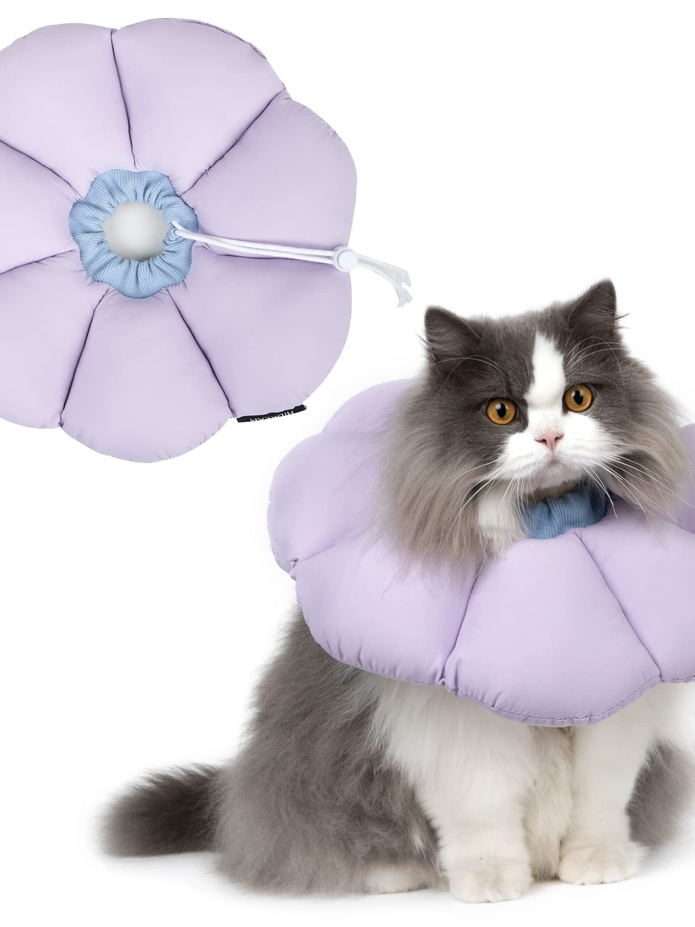 HiDream Cat Cone Collar, Cute Elizabethan Style, Purple Flower